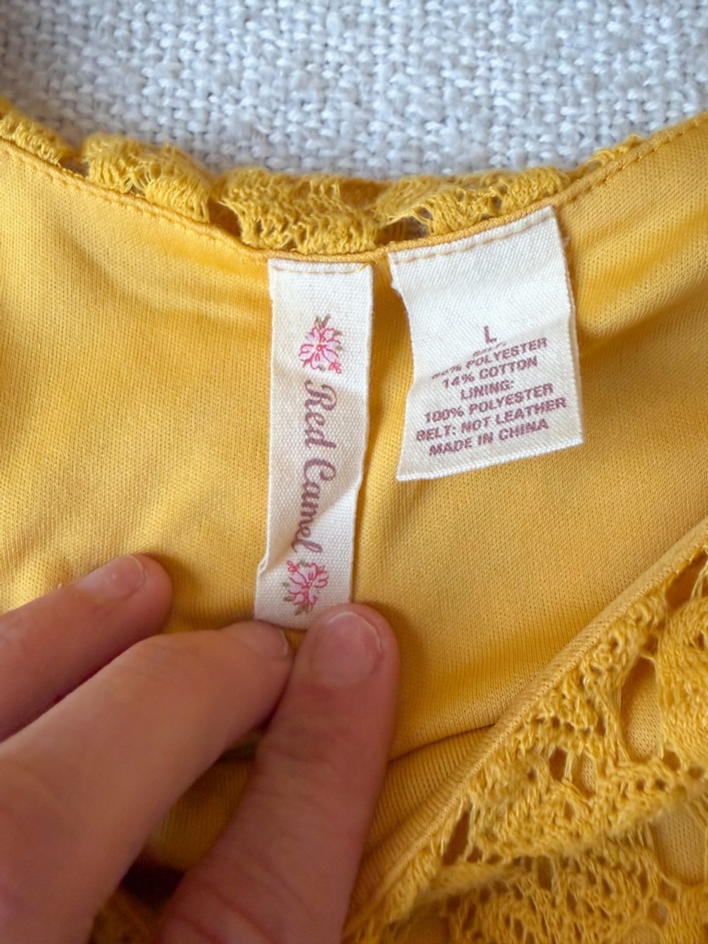 Mustard Yellow Lace Babydoll Dress Open Back Bow Size Large Boho Cottagecore - Picture 5 of 6